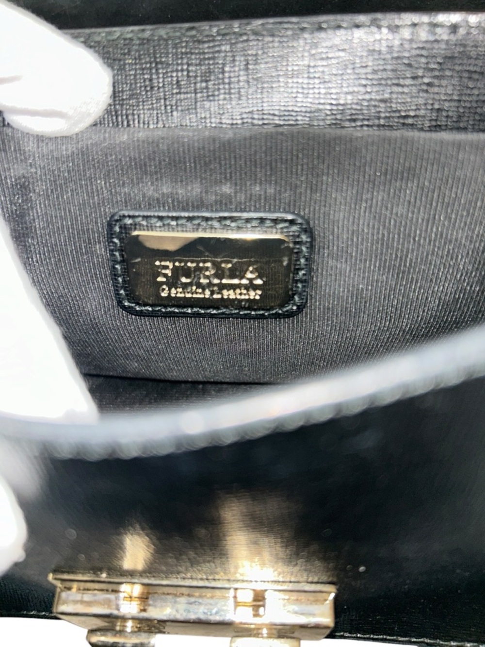 FURLA Bella Mini Crossbody Shoulder Handbag Black Saffiano Leather LIKE NEW - Picture 11 of 14